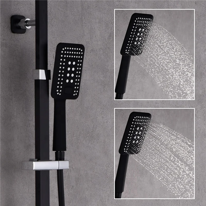 Gold thermostatic mixer robinet colonne de douche wall mounted bathroom matte black rainfall rain bath & shower mixer faucet set