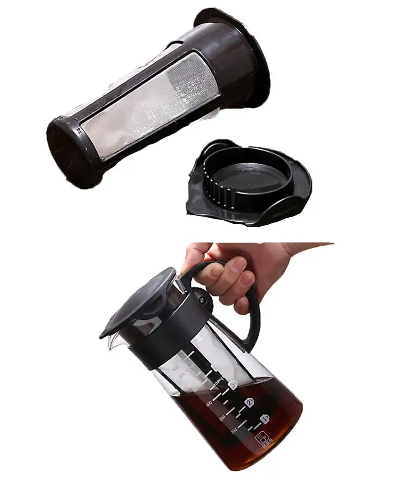 900ml Pour Over Drip Heat Resistant Borosilicate Glass Portable Cold Brew Coffee Maker With Stainless Steel Filter