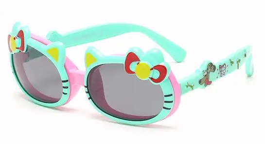 Fashion Polarized Silicone Kids Sunglasses Cute Hello Kitty Sun Glasses For Children Girls Boys Baby 3-12 Years