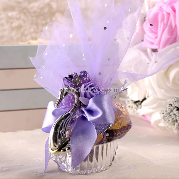 Purple Decoration Wedding or Baby Shower Little Swan Candy Box