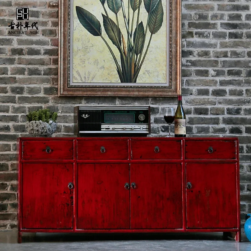 Ancient Age furniture Distressed finish chest cabinet multi-functional customized storage wooden sideboards