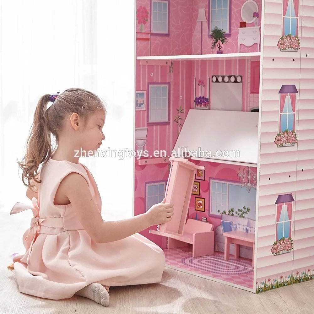 Foldable Wooden Kit Doll House Toy