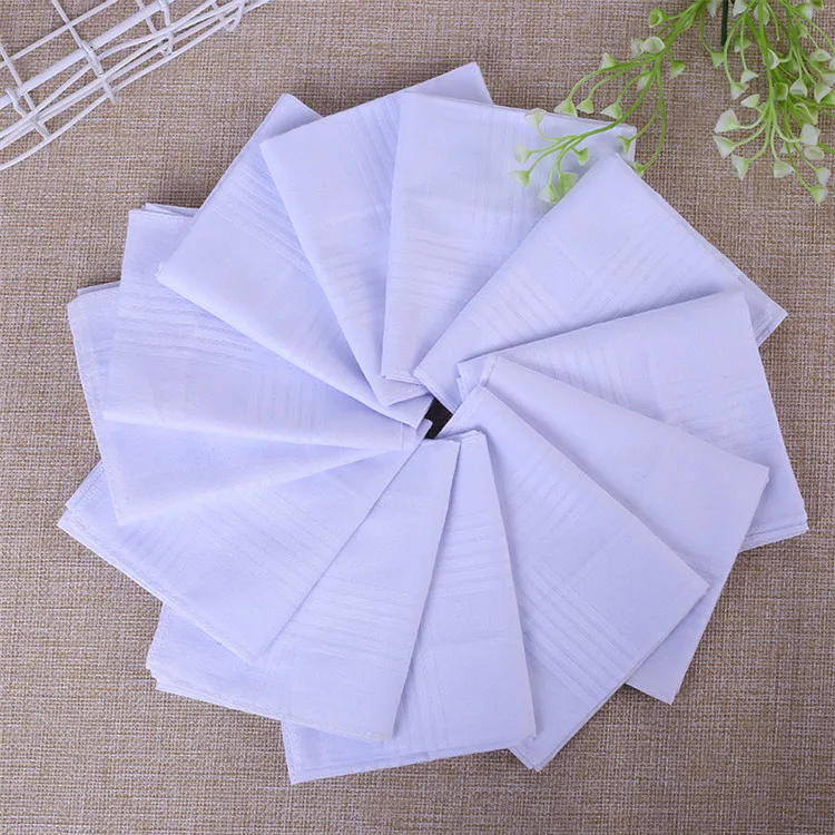 
New fashion good quality cotton handkerchief cheap soft white handkerchief for men 