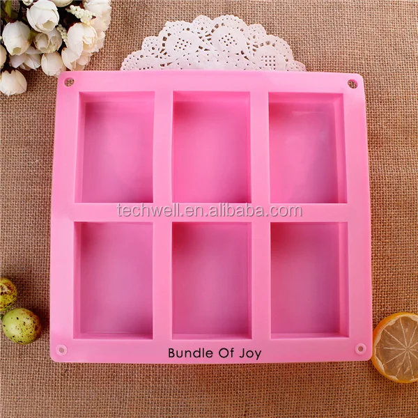 Rectangle 6 Cavitiies Soap Moulds Handmade Silicone Soap Mold for Soap Making