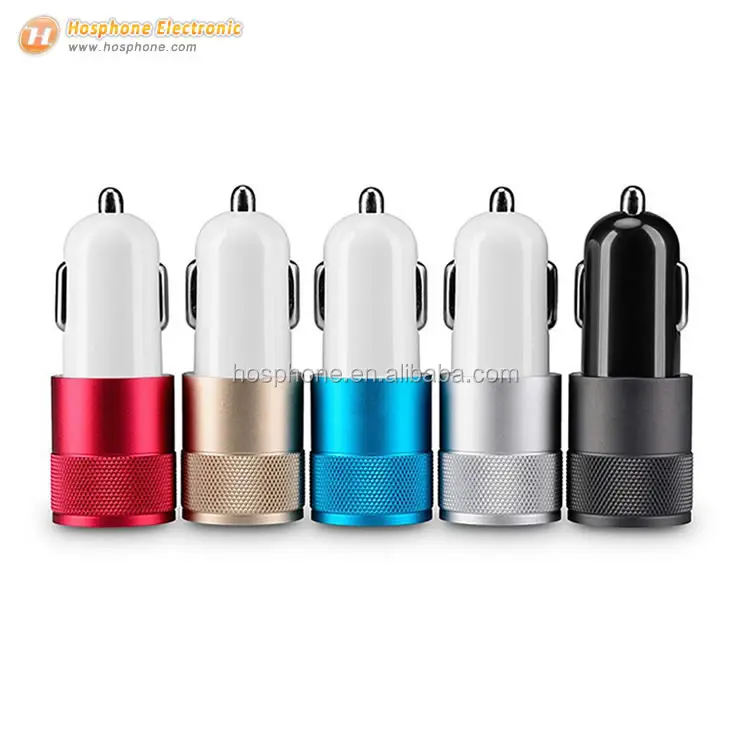 Оптовая продажа алюминиевый 2 USB Автомобильное зарядное устройство двойной Usb автомобильный адаптер для iphone samsung смартфон