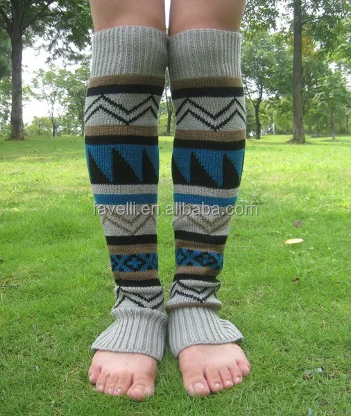 Модные жаккардовые вязаные ацтекские гетры для девочек