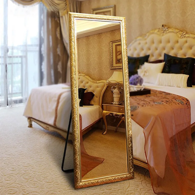Antique style decoration floor standing bedroom mirror framed full length dressing mirror