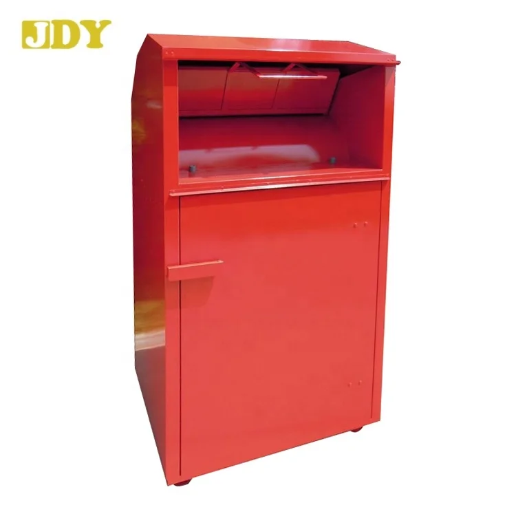 Curbside Rectangular Galvanized steel Iron Waterproof Rolling Cover Charity Lifeline clothing donation bin sub recycling storage