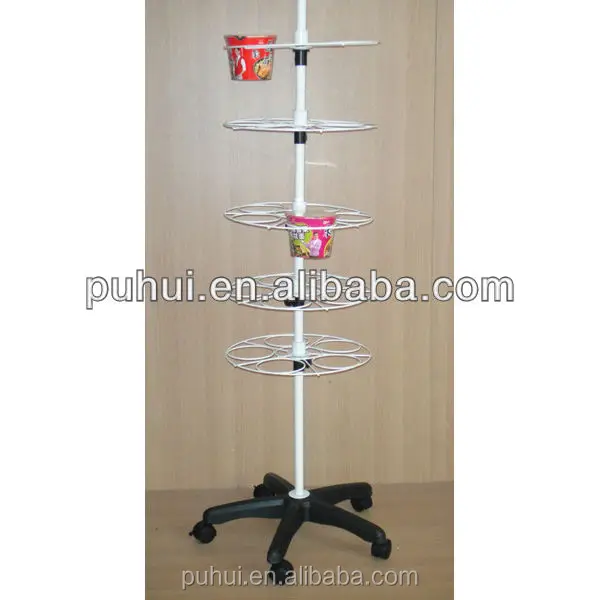 grocery store hot sales multi layer steel wire frame rack  floor snack food display stand with logo header