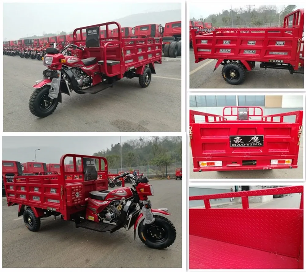 Chongqing Hot Pot Red Double hydraulic tipper cargo tricycle motorcycle dumping Handle easily