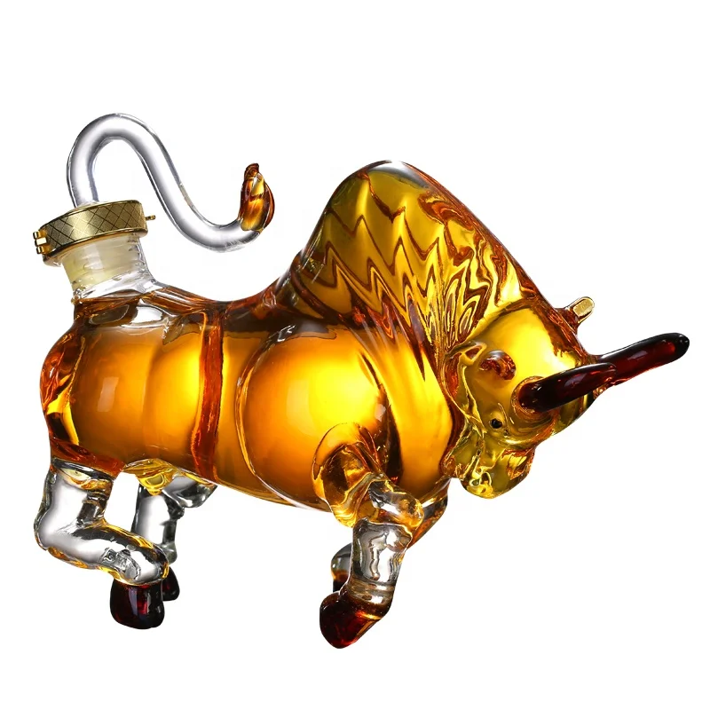 Cow Bull Animal Shaped Wine Glass Bottle Unique Glass Wine Bottle Decanter