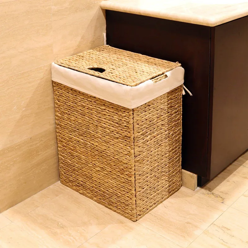 Cheap Folding Handmade Wicker Straw Woven Wooden Laundry Basket