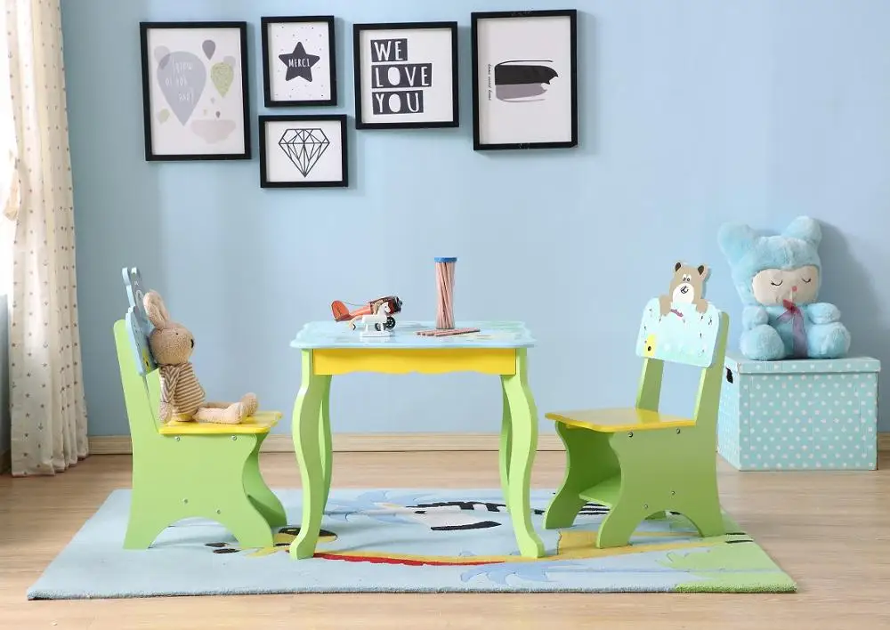 
Kids wooden furniture table and chair Children learning table wooden table chair for kids 
