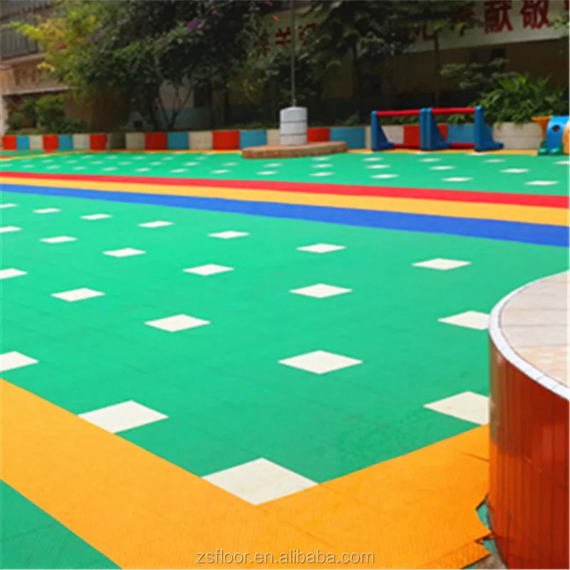 Wear-Resistant Non-Slip solf kindergarten flooring outdoor playground plastic decor floor tile