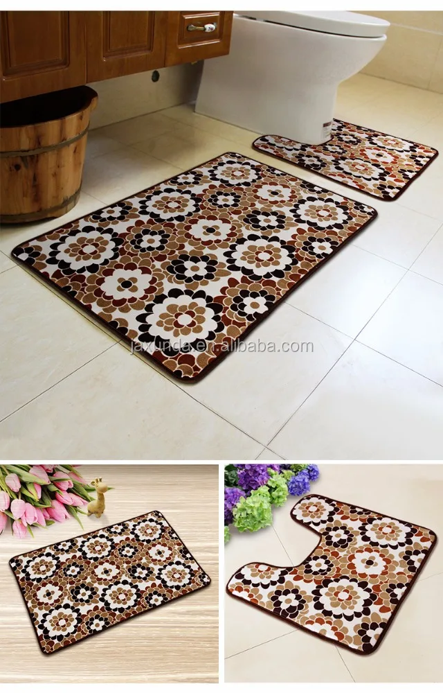 Three piece sets coral fleece bath door mat