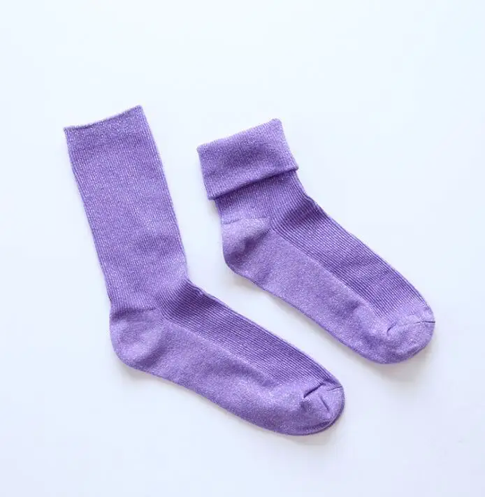 
2020 Latest arrival hot glitter silver fashion women Summer loose lurex socks 