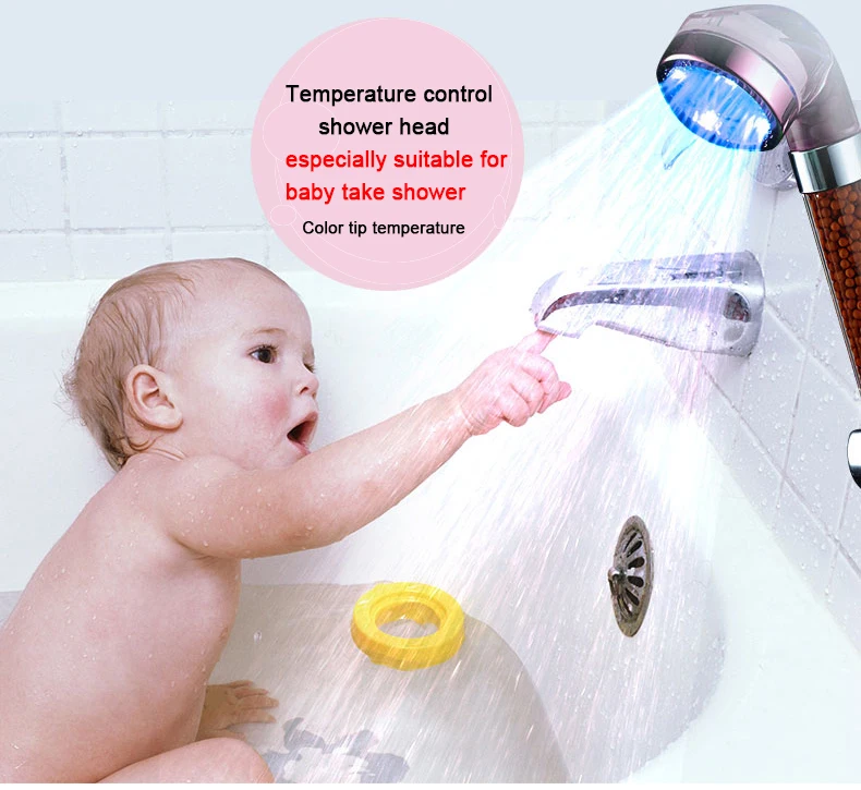 Romantic LED Shower Head Temperature Control Water Saving Increased Pressure Available 3 Colors Bathroom Faucet Accessories