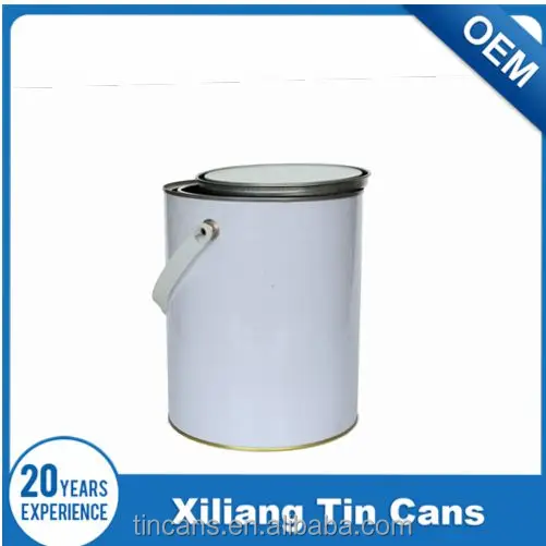 4 liter round tin paint can with lid and plastic handle, paint bucket china supplier