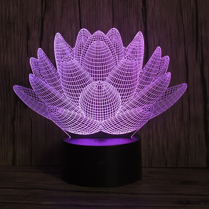 Lotus 3D LED Mould 7 Colors change table desk mood night Lights Lamp