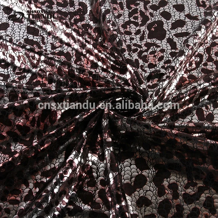 hot selling new fashion low price embossed leopard print gold 3D foil knitted fabric