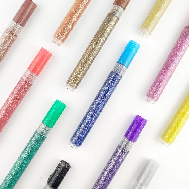 Waterproof glitter marker pen set artist blink marker pen for art supplies