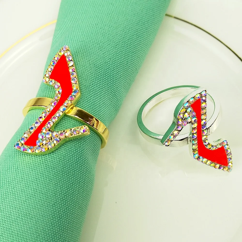 women red high heel napkin ring