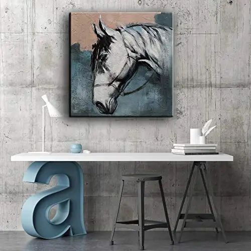 Modern Handmade Wall Art Painting  Hand Painted Horse on Canvas for Coffee Shop Kitchen Room Decor