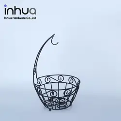 wholesale J-hook fruit rack drain storage shelf  fruit Black wrought iron fruit rack