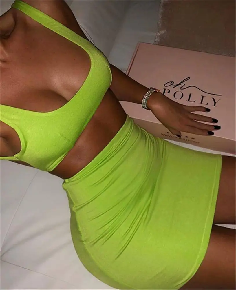 8250 однотонные женские комплекты 2019 модный бренд, новинка, комплект из 2 предметов; Комплекты из повседневной одежды из трех цветов, топы с бретельками и юбка-карандаш в комплекте с набором подходящих сумочек