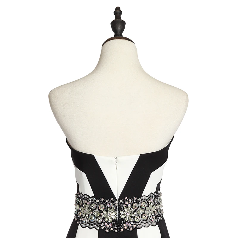 Sexy deep V neck design party skirt short black and white cocktail dresses