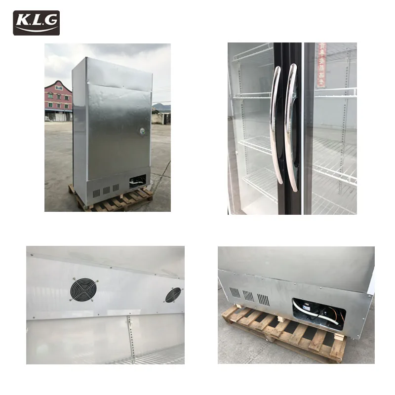 600L SKD CKD DKD Double Sliding  Doors Display drink upright fridge