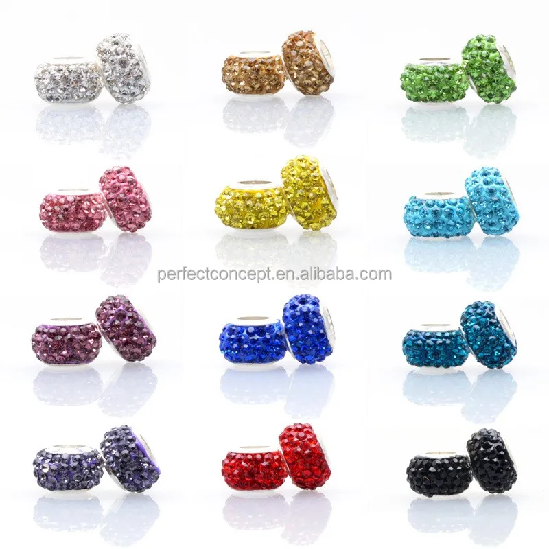 DIY 14MM European Multi Color Femo Glass Stone Paved Beads Murano Glass Beads women accessories jewelry