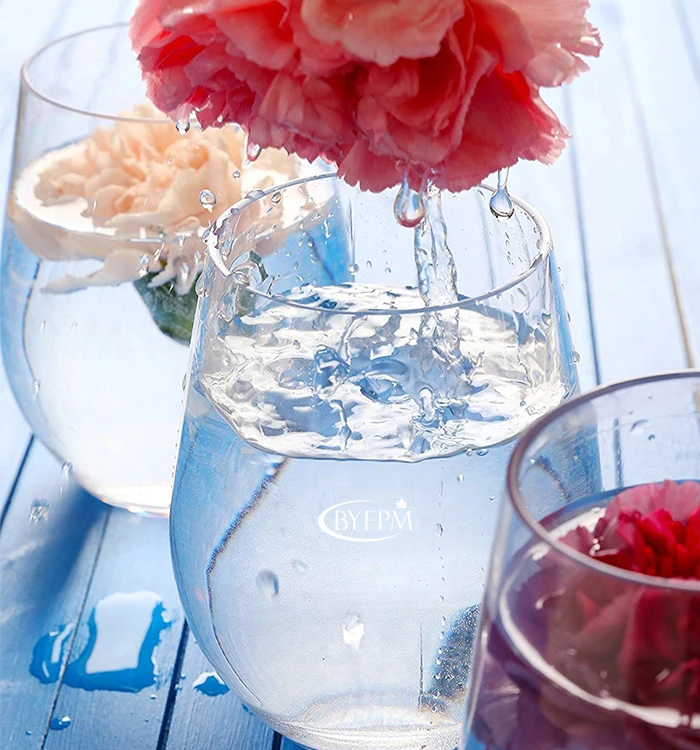 Hot Sale Transparent Red Wine Glass Stemless Wine Tumbler Plastic Wine Glasses for Wedding Party