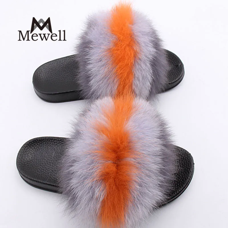 Màu sắc mới tùy chỉnh dép sang trọng nhiều màu sắc lông phẳng gót dép