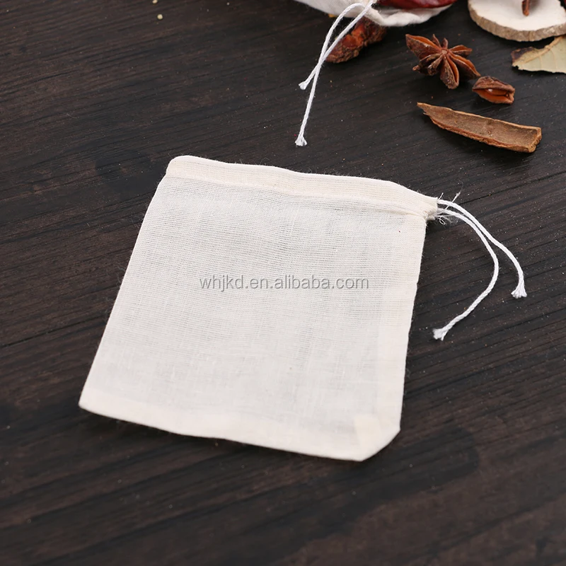 Undyed organic cotton drawstring cooking bag small gauze bags