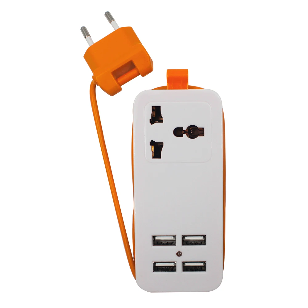 Путешествия сетевой фильтр с 1 универсальных розеток 4 USB Выходная мощность пропилен-каучука прокладки с USB портативное зарядное устройство