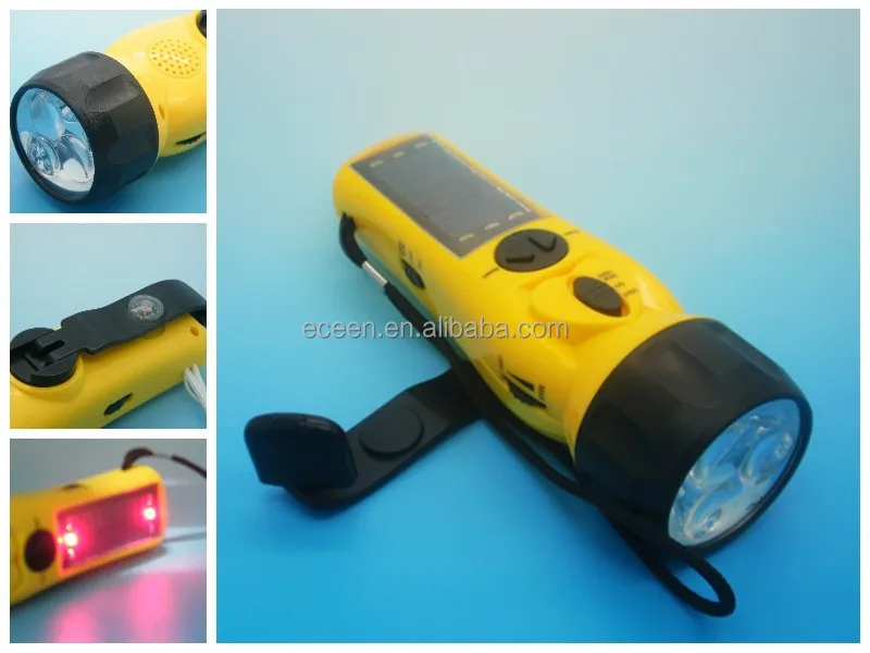 2018 Newest Design LED Solar Hand Crank Generator Flashlight With Radio