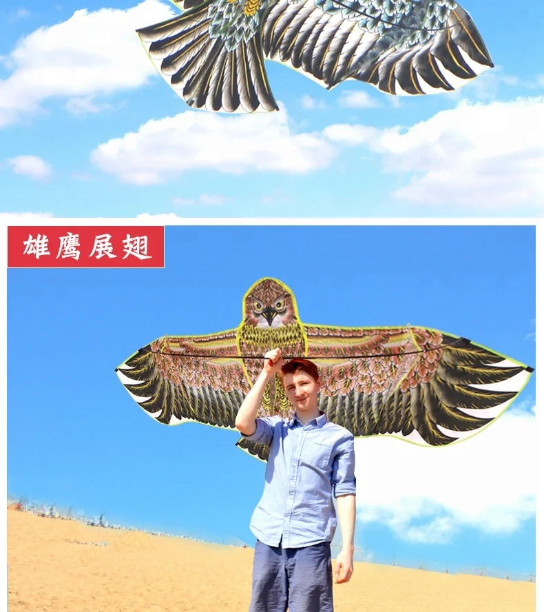 high quality 80*180 eagle animal kite cobra kite with handle line outdoor toys for adult bird kite