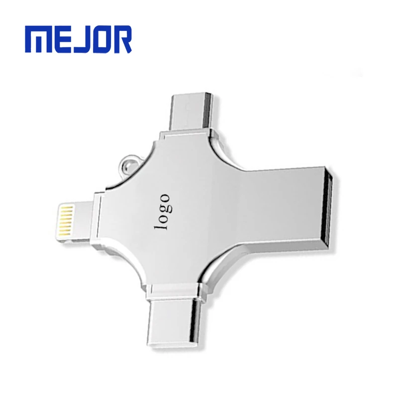Cross shape 4 in 1 pen drive 64Gb Smart phone 3.0 IOS type-c memory stick 32g flash micro OTG USB