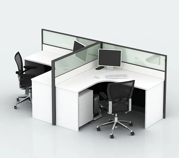 aluminium glass office partition with laminate wood table panel