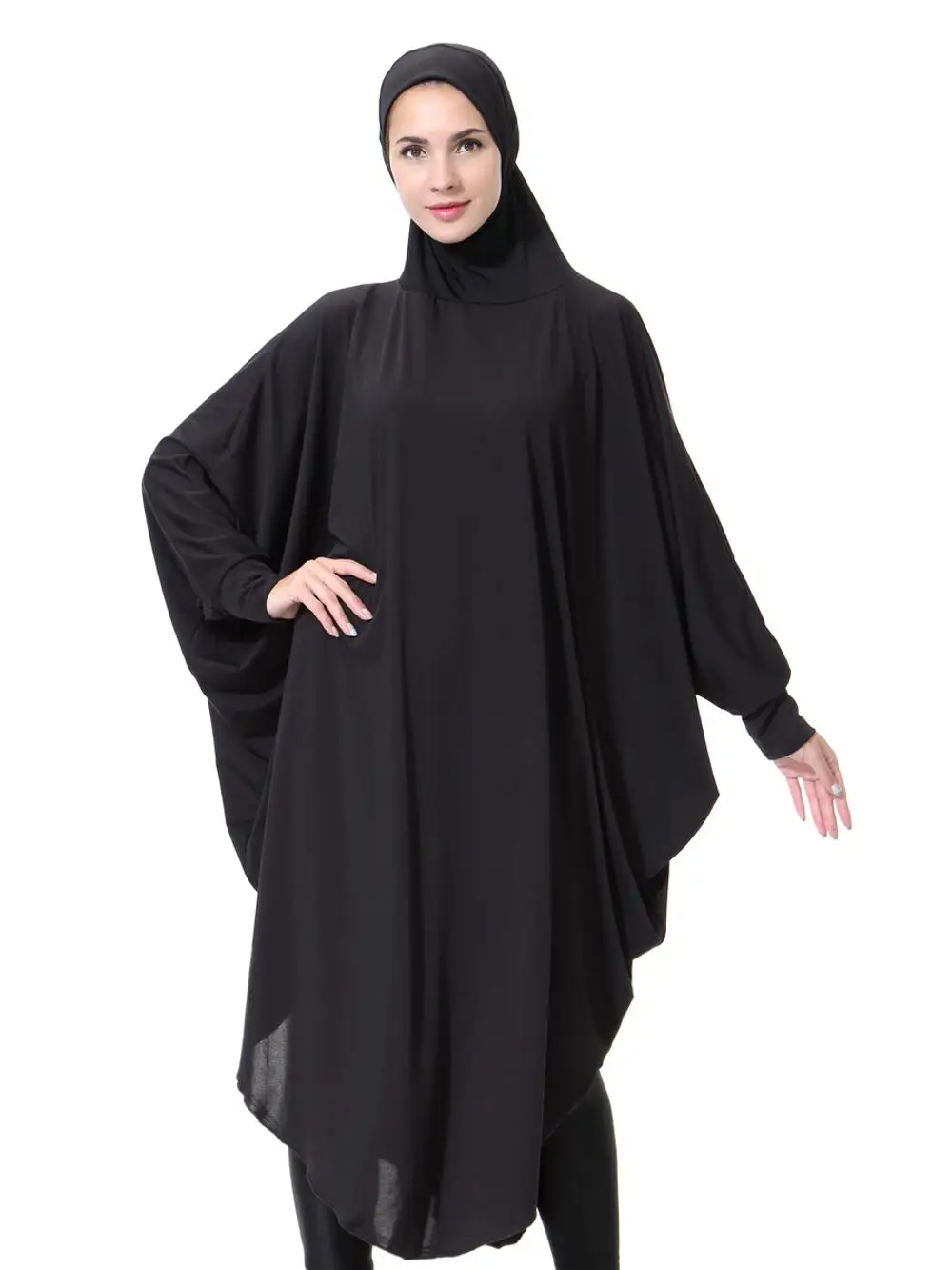 Wholesale Latest Design Muslim Dress Beautifully long solid color Abayas jilbab one piece hijab scarf shawl