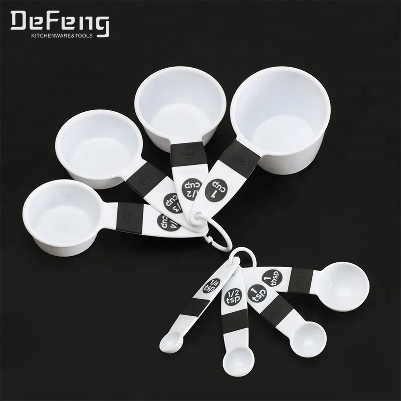 
Multi Function 8 Pieces White Plastic Measuring Cup Set And Spoon 