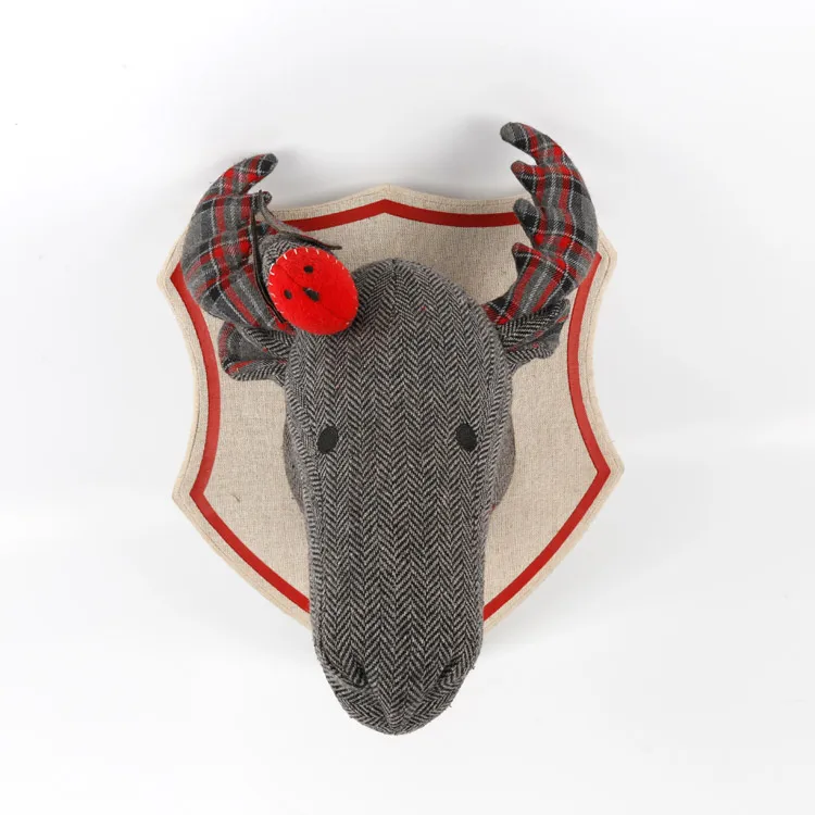 2020 custom animal heads decoration plush deer head wall decor
