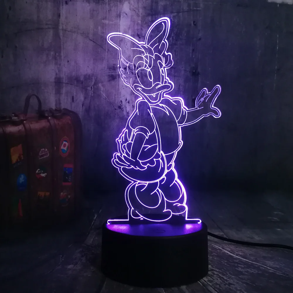 Remote Control Lovely Girls Cute Daisy Duck Donald Lover 7 Color Change 3D LED Night Light Child Desk Lamp Birthday Christmas