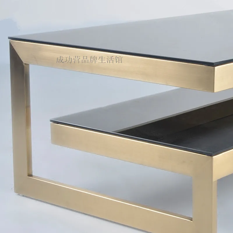 Кофейный столик новая модель из нержавеющей стали квадратный стеклянный журнальный обеденный стол