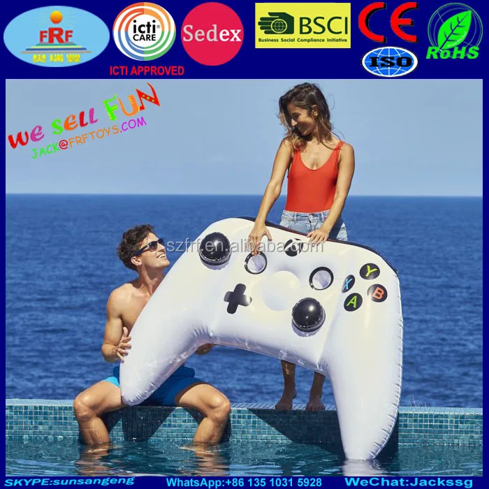 Summer Pool Swim Fun PVC Inflatable Game Controller Pool Float Raft with Drink Holder