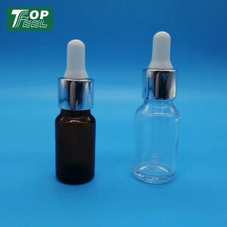 Оптовая продажа на заказ, в наличии, пустая косметика, 15 мл, прозрачная сыворотка, эфирное масло, круглая стеклянная бутылка с пипеткой