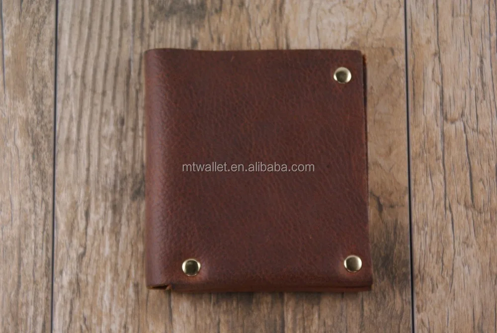 Full riveted minimalist Mexican leather wallets card holder in oil tanned cowhide leather full grain real leather wallet