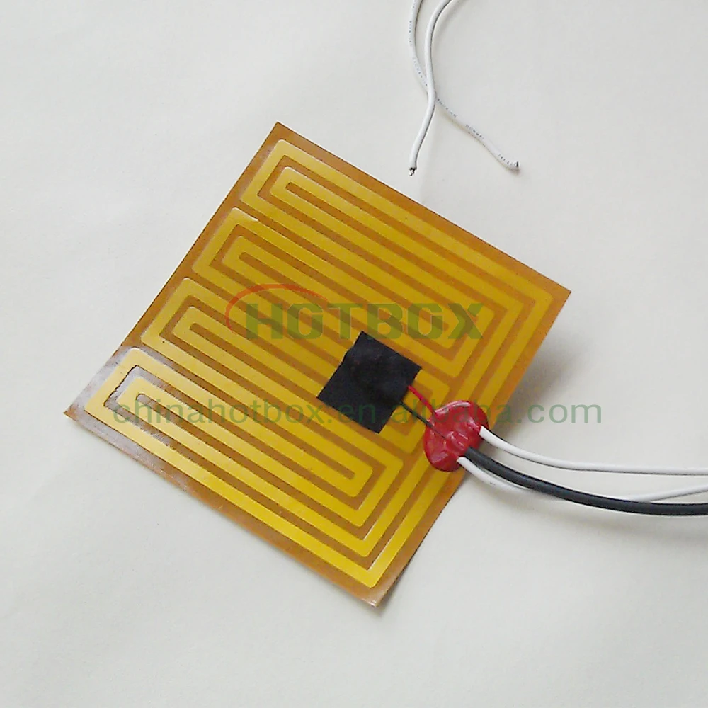 
Kapton polyimide thin film heater 100*100mm surface with adhesive on a face 12V 90W with 400mm lead wire and 100k thermistor 
