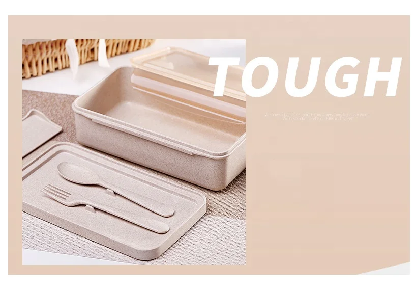 
Wheat Straw Lunch Box Plastic Microwavable Bento Lunch Box Container Thermal Storage Box 